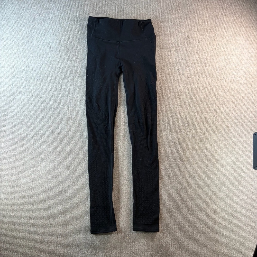 Lululemon Reveal Tight Zen Expression Black Mesh Seamless Leggings Size 4